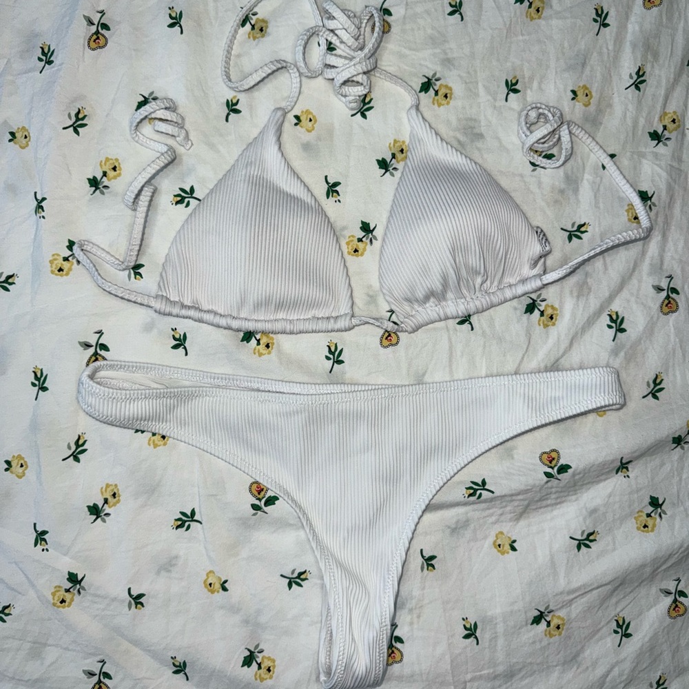 White Fox Boutique Ribbed Bikini Set